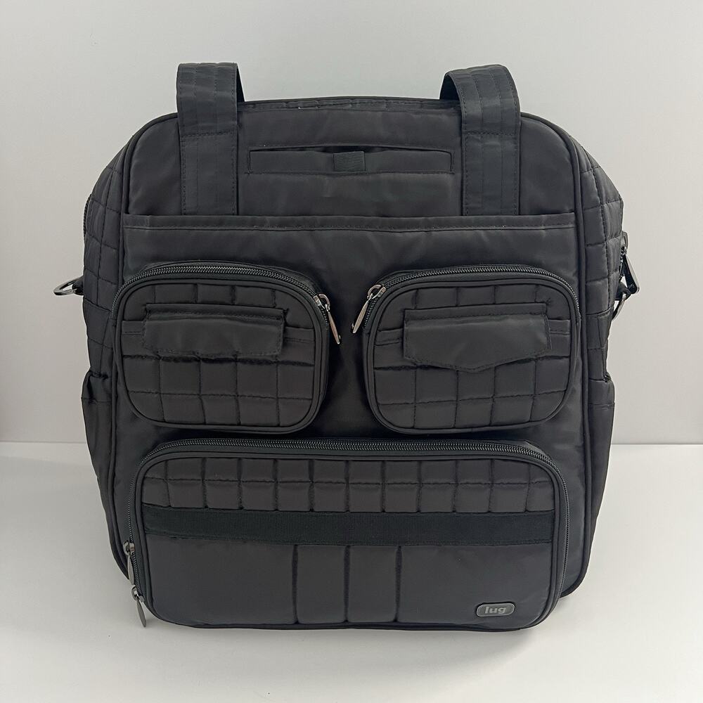 Lug Midnight Black Puddle Jumper 2.0 Quilted Overnight Travel Tote Zip Gym Bag